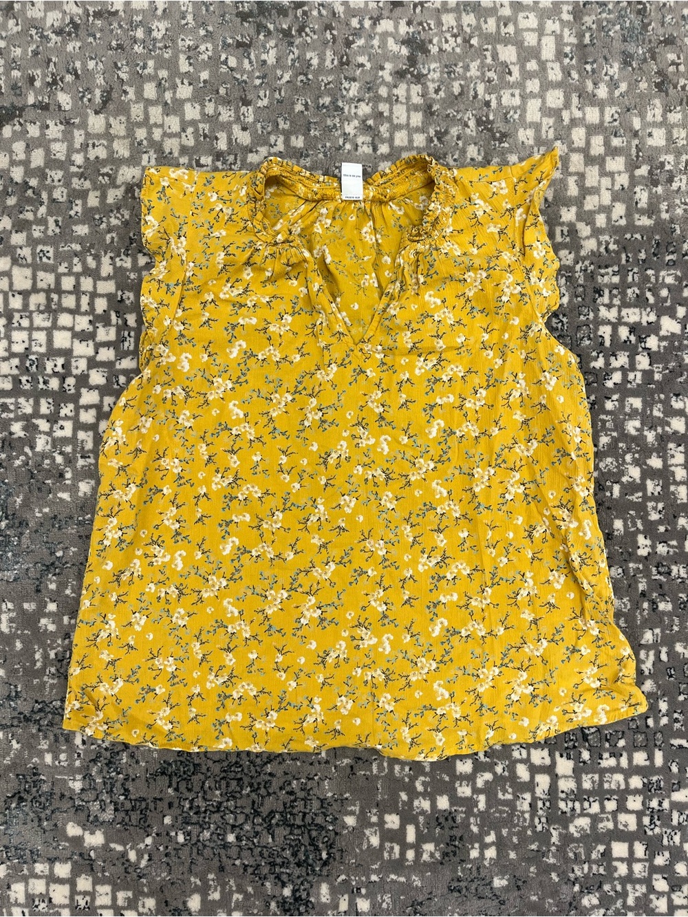 Old Navy Yellow Floral Ruffle Sleeve Blouse